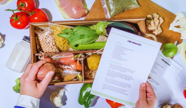 a flatlay of a meal delivery kit concept in the netherlands