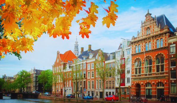 Old Houses of Amsterdam along a canal