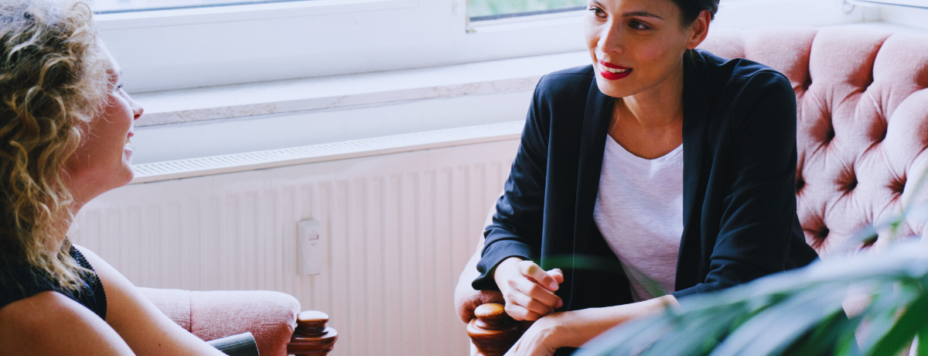 A career coaching session between a woman and her coach