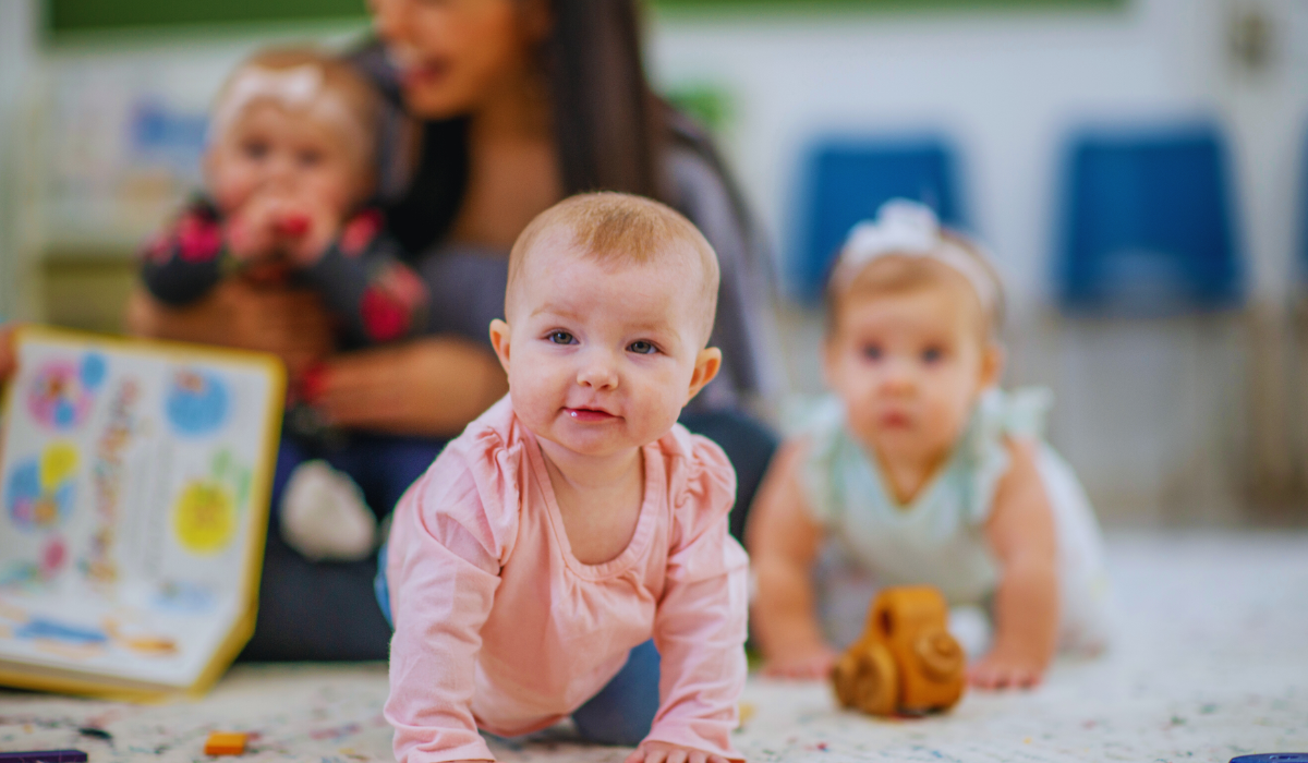 childcare worker with babies