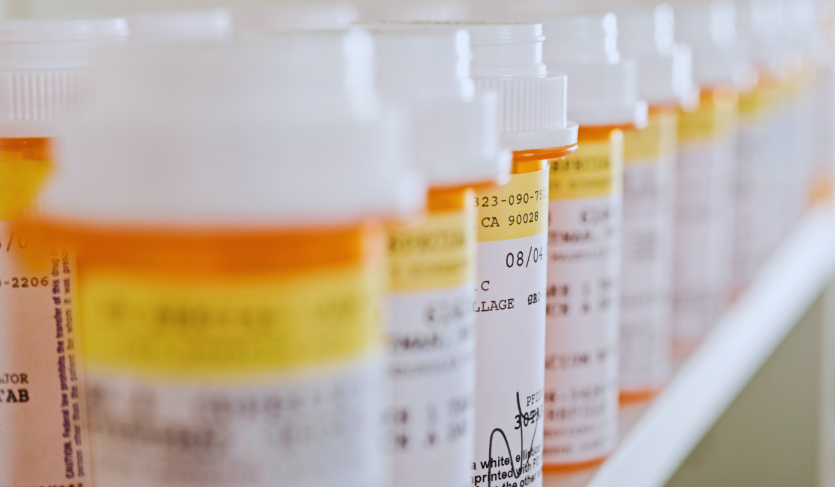 a close up row of prescription pills